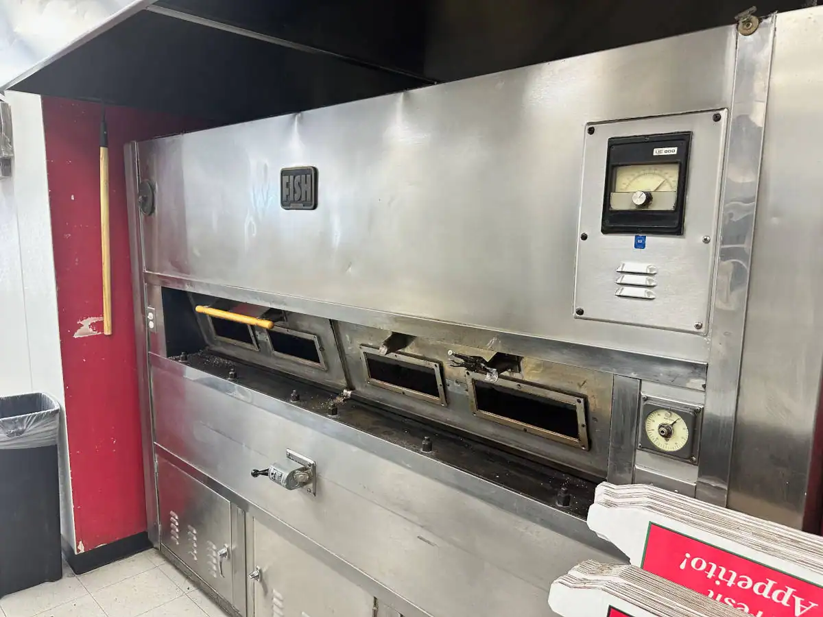Little Italian Pizza West Oven Commercial pizza oven at Little Italian Pizza West restaurant.